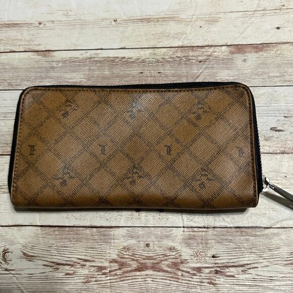 L.A.M.B Wallet Gwen Stefani Saddle Zip Around Wallet Y2K Monogram Brown Luxury - Picture 3 of 4